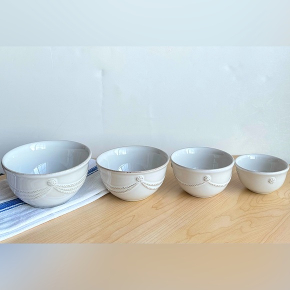 NEW (Set/4) Juliska Berry & Thread Whitewash Stoneware Nesting Prep Bowls - Picture 4 of 14
